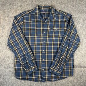 Patagonia Light Weight Fjord Flannel Men's Large Blue Plaid Camp Hike 42410